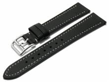 Uhrenarmband Boissy 22mm schwarz Leder Schnellwechsel-Stege EASY-CLICK genarbt helle Naht (Schlie&szlig;enansto&szlig; 18 mm)
