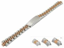 Uhrenarmband 12-13-14mm bicolor silber/ros�goldfarben Edelstahl Jubilee-Style teilweise poliert Wechselansto&szlig; (rund)