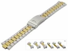 Multiansto&szlig;-Uhrenband XL 22-24-26mm bicolor Edelstahl teilweise poliert mit Wechselanst&ouml;&szlig;en