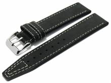 Uhrenarmband Nevada 20mm schwarz Leder glatt helle Naht von DI-MODELL (Schlie&szlig;enansto&szlig; 20 mm)