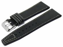 Uhrenarmband Nevada 26mm schwarz Leder glatt helle Naht von DI-MODELL (Schlie&szlig;enansto&szlig; 22 mm)
