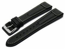Uhrenband Chronissimo waterproof 20mm schwarz Leder genarbt helle Naht von DI-MODELL (Schlie&szlig;enansto&szlig; 20 mm) 