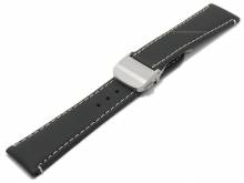Uhrenarmband Silverstone FS 22mm schwarz Leder Textil-Pr&auml;gung mit Faltschlie&szlig;e von DI-MODELL (Schlie&szlig;enansto&szlig; 18 mm)