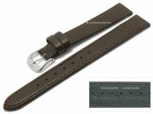 Uhrenarmband Ovino 14mm dunkelbraun echt Lammleder glatt abgenäht von DI-MODELL (Schließenanstoß 12 mm)