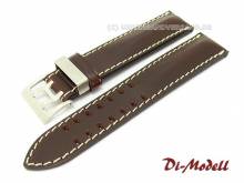 Uhrenarmband 20mm dunkelbraun Di-Modell Offroad Metallschlaufe wei&szlig;e Naht (Schlie&szlig;enansto&szlig; 20 mm)