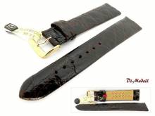 Uhrenarmband 17mm dunkelbraun echt Krokodil Klassik ohne Naht von Di-Modell (Schließenanstoß 16 mm)
