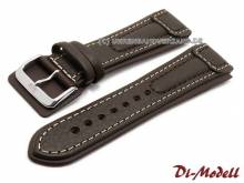 Uhrenarmband Chronissimo waterproof 22mm dunkelbraun Leder genarbt helle Naht von DI-MODELL (Schließenanstoß 20 mm) 