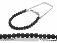 Schmuck-Armband anthrazit/stahl Lavastein/Edelstahl von CEM - Bandl&auml;nge ca. 19cm