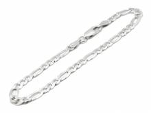 Schmuck-Armband Figaro-Kette 925er Silber rhodiniert von CEM - Bandl&auml;nge ca. bis 21cm