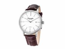 ABVERKAUF: Automatik-Armbanduhr Edelstahl silberfarben Ziffernblatt wei&szlig; Lederband von EICHM&Uuml;LLER (*EM*HU*)
