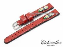 Uhrenarmband 14mm rot Leder/Textil Trachten-Look von EICHM&Uuml;LLER (Schlie&szlig;enansto&szlig; 12 mm)
