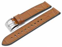 Uhrenarmband 18mm hellbraun Silikon/Leder Alligator-Pr&auml;gung von EICHM&Uuml;LLER (Schlie&szlig;enansto&szlig; 18 mm)
