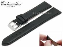 Uhrenarmband 18mm Clip-Anstoß schwarz Leder glatt abgenäht von EICHMÜLLER (Schließenanstoß 16 mm)