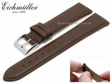 Uhrenarmband 18mm Clip-Anstoß dunkelbraun Leder glatt abgenäht von EICHMÜLLER (Schließenanstoß 16 mm)