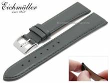 Uhrenarmband 18mm Clip-Anstoß dunkelgrau Leder glatt abgenäht von EICHMÜLLER (Schließenanstoß 16 mm)