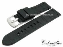 ABVERKAUF: Uhrenarmband 20mm schwarz Leder Vintage-Look abgen&auml;ht von EICHM&Uuml;LLER (Schlie&szlig;enansto&szlig; 20 mm)