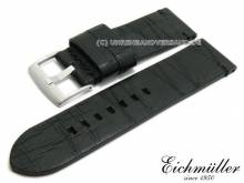 ABVERKAUF: Uhrenarmband 26mm schwarz Leder Vintage-Look abgen&auml;ht von EICHM&Uuml;LLER (Schlie&szlig;enansto&szlig; 26 mm)