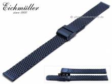 Uhrenarmband 14mm dunkelblau Milanaise mittelstarkes Geflecht poliert mit Sicherheits-Schiebeverschluss von BandOh
