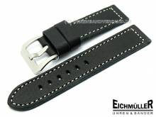 Uhrenarmband PAN-Type 26mm schwarz genarbt von Eichmüller (Schließenanstoß 24 mm)