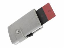 Geldbörse klein/Slim Wallet aus Donato-Rindleder grau und Aluminium-Kartenhülle mit RFID Schutz - MADE IN GERMANY