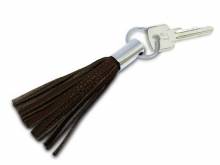 Schl&uuml;sselanh&auml;nger modische Lederquaste Leder/Metall dunkelbraun MADE IN GERMANY