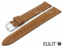 Uhrenarmband 16mm hellbraun echt Strauß ohne/wenig Noppen EULIT (Schließenanstoß 14 mm)