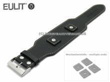 Uhrenarmband 18-20-22-24mm schwarz Leder Lederunterlage breit von EULIT (Schlie&szlig;enansto&szlig; 32 mm)