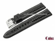 Uhrenarmband 24mm schwarz echt Haifisch-Leder von EULUX (Schlie&szlig;enansto&szlig; 20 mm)
