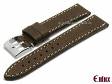 Uhrenarmband Yak 24mm dunkelbraun echtes Yakleder genarbt helle Naht von EULUX (Schlie&szlig;enansto&szlig; 20 mm)
