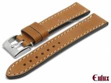 Uhrenarmband Yak 24mm goldbraun echtes Yakleder genarbt helle Naht von EULUX (Schlie&szlig;enansto&szlig; 20 mm)
