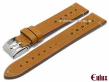 Uhrenarmband Cavallo 22mm goldbraun echtes Pferdeleder Racing-Look vegetabil gegerbt von EULUX (Schließenanstoß 20 mm)