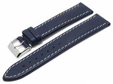 Uhrenarmband Chronomaster 20mm dunkelblau Leder genarbt helle Naht von BARINGTON (Schließenanstoß 18 mm)