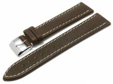 Uhrenarmband Chronomaster 22mm dunkelbraun Leder genarbt helle Naht von BARINGTON (Schließenanstoß 20 mm)