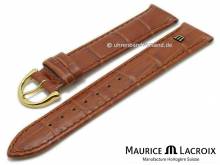 Uhrenarmband Original MAURICE LACROIX 20mm hellbraun Leder Alligator-Prägung abgenäht