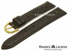 Uhrenarmband Original MAURICE LACROIX 18mm dunkelbraun Strau&szlig;en-Leder genarbt abgen&auml;ht