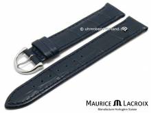 Uhrenarmband Original MAURICE LACROIX 20mm dunkelblau Leder Alligator-Prägung abgenäht