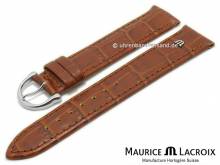Uhrenarmband Original MAURICE LACROIX 18mm hellbraun Leder Alligator-Pr&auml;gung abgen&auml;ht