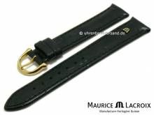 Uhrenarmband Original MAURICE LACROIX 18mm schwarz Leder Alligator-Pr&auml;gung abgen&auml;ht goldfarbene Dornschlie&szlig;e