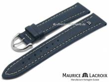 Uhrenarmband Original MAURICE LACROIX 20mm dunkelblau Leder genarbt helle Naht