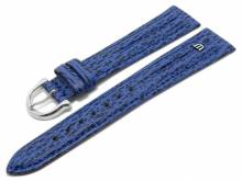 Uhrenarmband Original MAURICE LACROIX 18mm mittelblau echt Hai abgen&auml;ht mit Doppel-Wulst