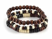 (Schmuck-) Armband-Set 3-teilig Holz schwarz/braun/beige - Bandl&auml;nge ca. 20cm