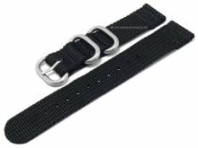 Uhrenarmband Cotton 20mm schwarz Textil/Nylon ZULU-Style von FLUCO (Schlie&szlig;enansto&szlig; 20 mm)