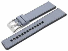 Hybrid-Uhrenarmband Toni 22mm hellblau Ziegen-Leder/Kautschuk genarbt Easy-Click von FLUCO (Schließenanstoß 20 mm)