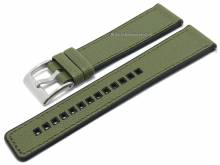 Hybrid-Uhrenarmband Toni 22mm olivgrün Ziegen-Leder/Kautschuk genarbt Easy-Click von FLUCO (Schließenanstoß 20 mm)