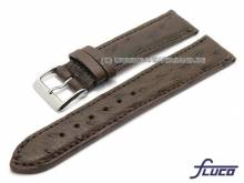 Uhrenarmband 20mm dunkelbraun echt Strau&szlig; abgen&auml;ht von FLUCO (Schlie&szlig;enansto&szlig; 18 mm)
