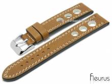 Uhrenarmband 24mm hellbraun Leder Racing-Look glatt helle Doppel-Naht von FLEURUS (Schlie&szlig;enansto&szlig; 22 mm)