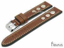 Uhrenarmband 24mm mittelbraun Leder Racing-Look glatt helle Doppel-Naht von FLEURUS (Schlie&szlig;enansto&szlig; 22 mm)
