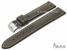Uhrenarmband 24mm dunkelbraun Leder Vintage-Look glatt helle Naht von FLEURUS (Schlie&szlig;enansto&szlig; 22 mm)