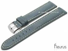 Uhrenarmband 24mm grau Leder Vintage-Look glatt helle Naht von FLEURUS (Schlie&szlig;enansto&szlig; 22 mm)