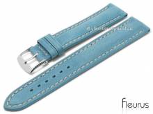 Uhrenarmband 24mm hellblau Leder Vintage-Look glatt helle Naht von FLEURUS (Schlie&szlig;enansto&szlig; 22 mm)